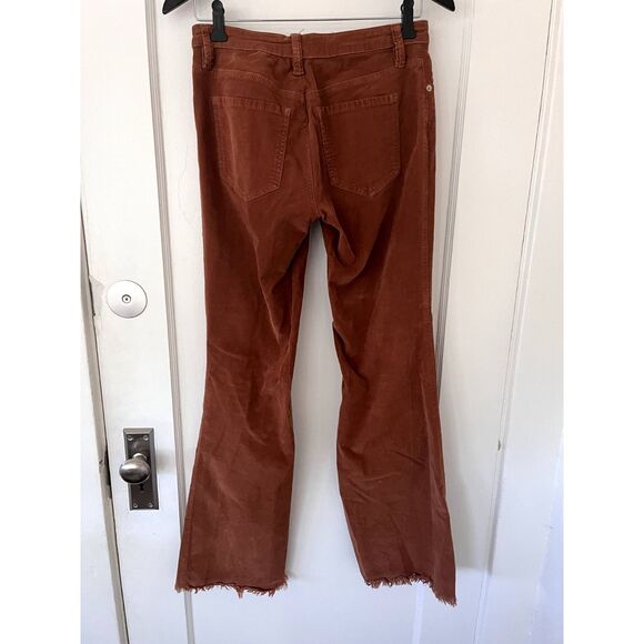 Womens Free People We the Free Corduroy Flare Brown Pants Frayed Hem Size 26 - Picture 2 of 8